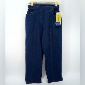 NWT Vintage Stretch Denim Short Pants Pull Up Elastic S Cotton Spandex Blend